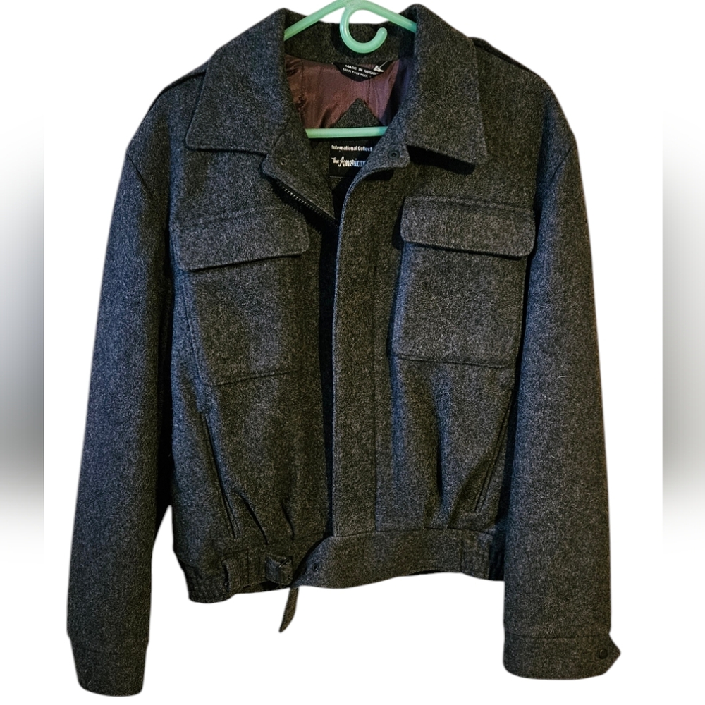 Wool bomber jacket vintage grey Large